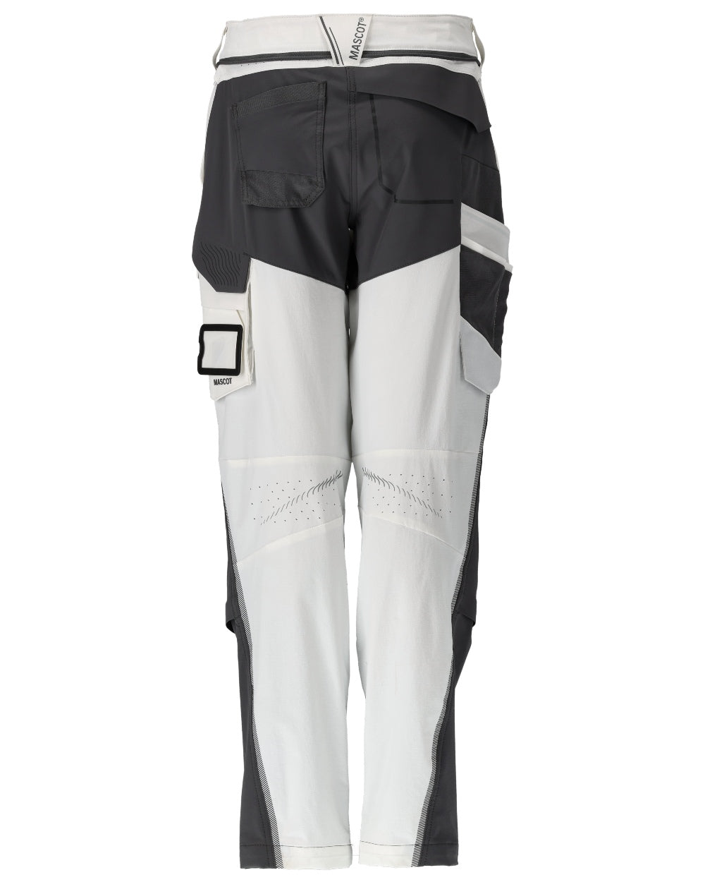 White Stone Grey Coloured Mascot Workwear Womens Customized Water Repellent Trousers With Kneepad Pockets on white background