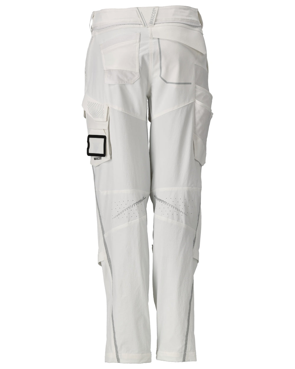 White Coloured Mascot Workwear Womens Customized Water Repellent Trousers With Kneepad Pockets on white background