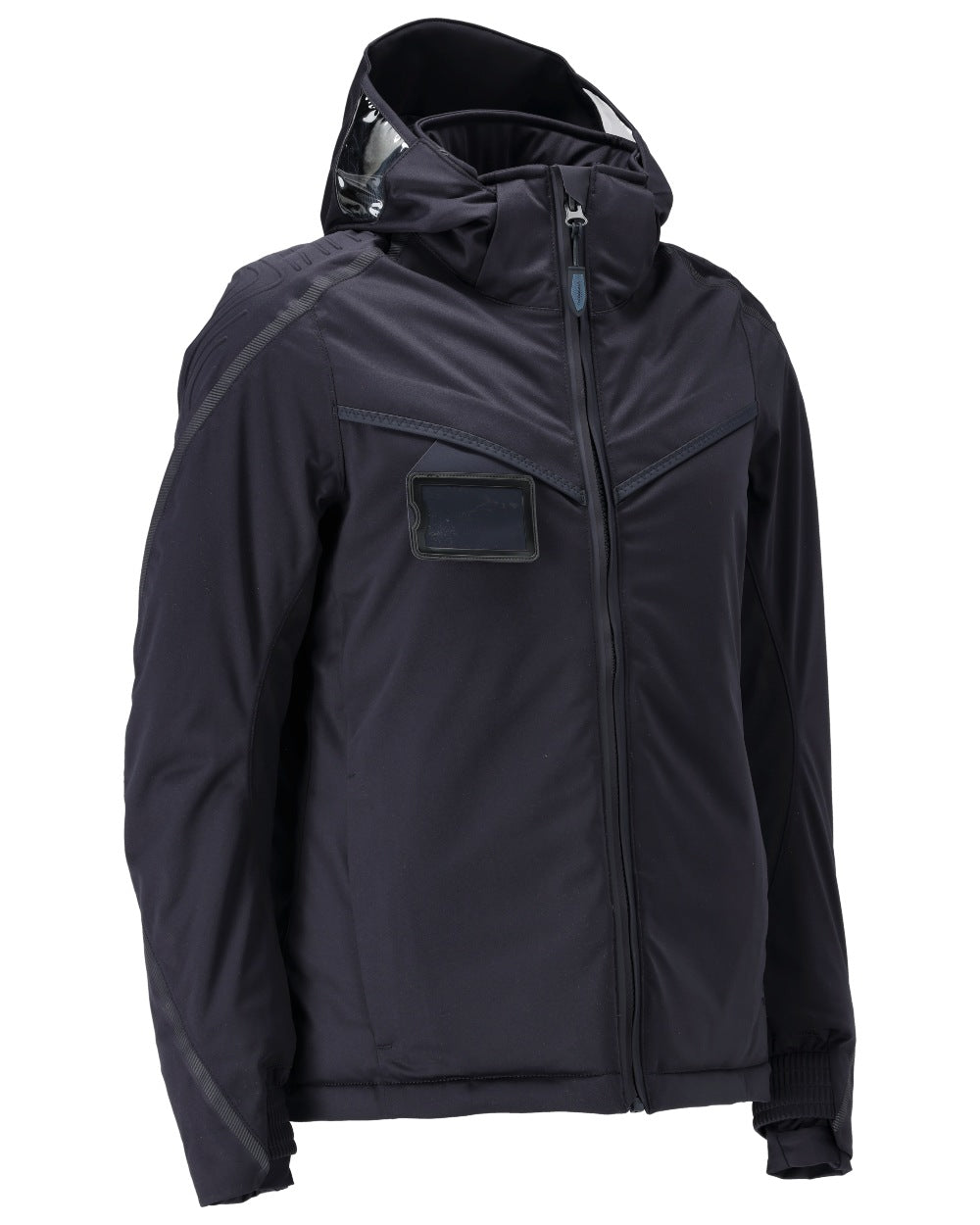 Dark Navy Coloured Mascot Workwear Womens Customized Waterproof Winter Jacket on white background