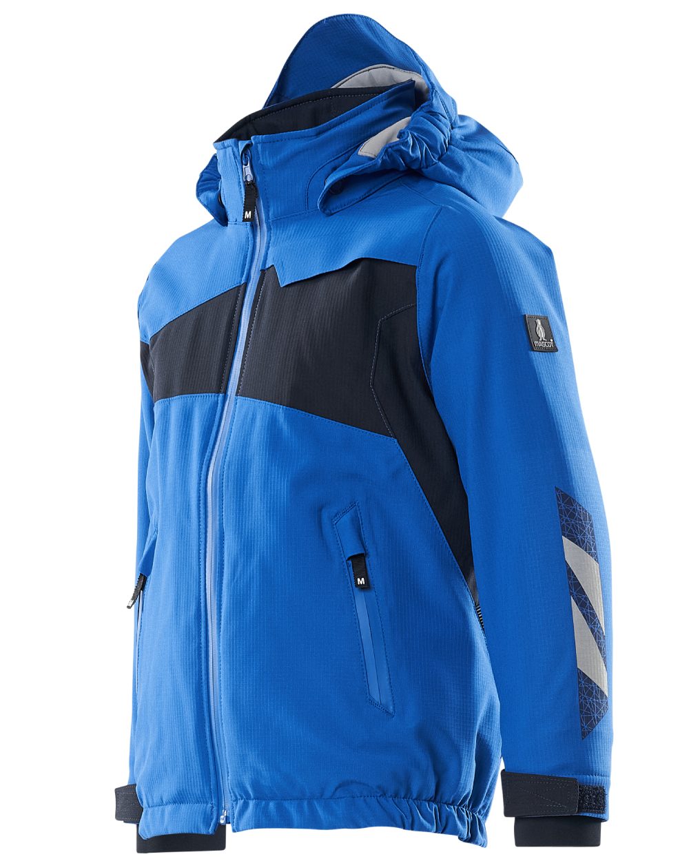 Azure Blue Dark Navy coloured Mascot Workwear Accelerate Childrens Winter Jacket on white background