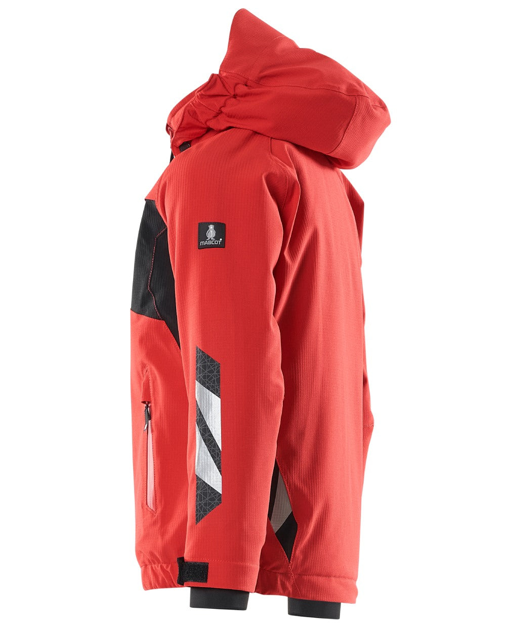 Traffic Red Black coloured Mascot Workwear Accelerate Childrens Winter Jacket on white background