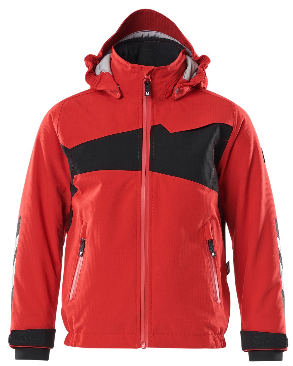 Traffic Red Black coloured Mascot Workwear Accelerate Childrens Winter Jacket on white background