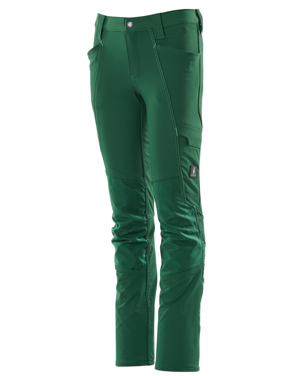Green coloured Mascot Workwear Childrens Accelerate Pants on white background