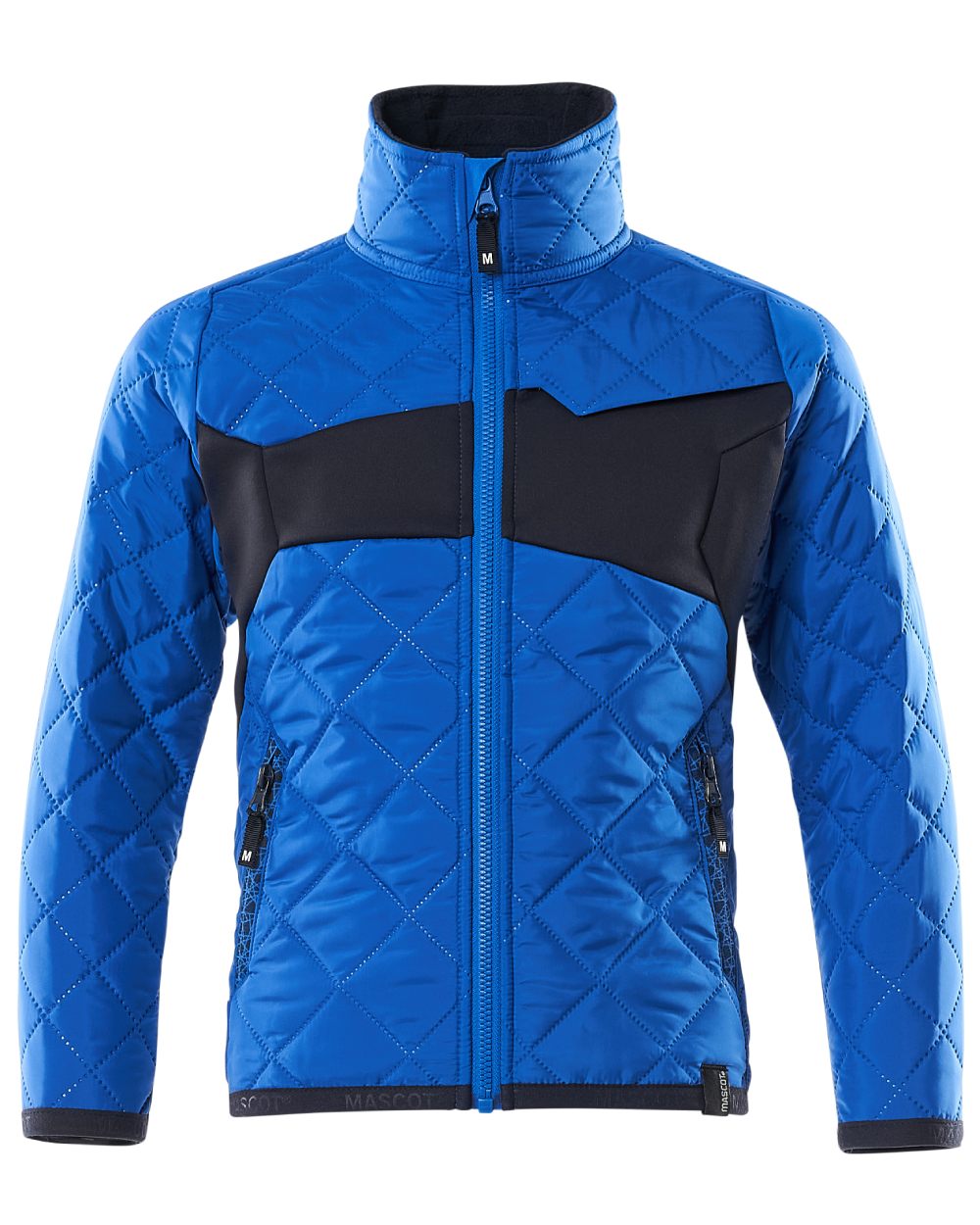 Azure Blue Dark Navy coloured Mascot Workwear Childrens Accelerate Water Repellent Jacket on white background