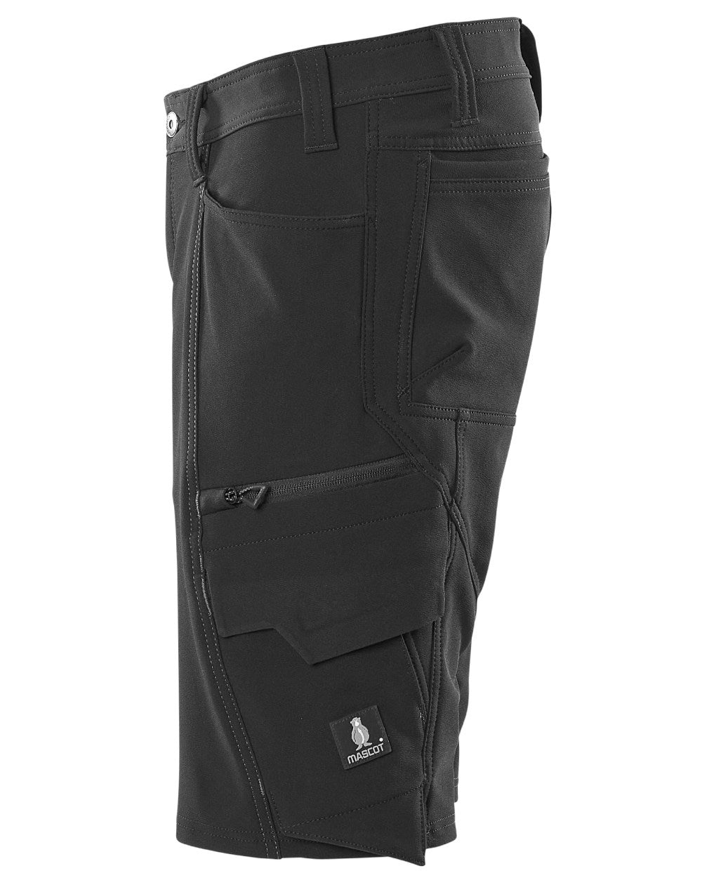 Black coloured Mascot Workwear Mens Accelerate Shorts on white background