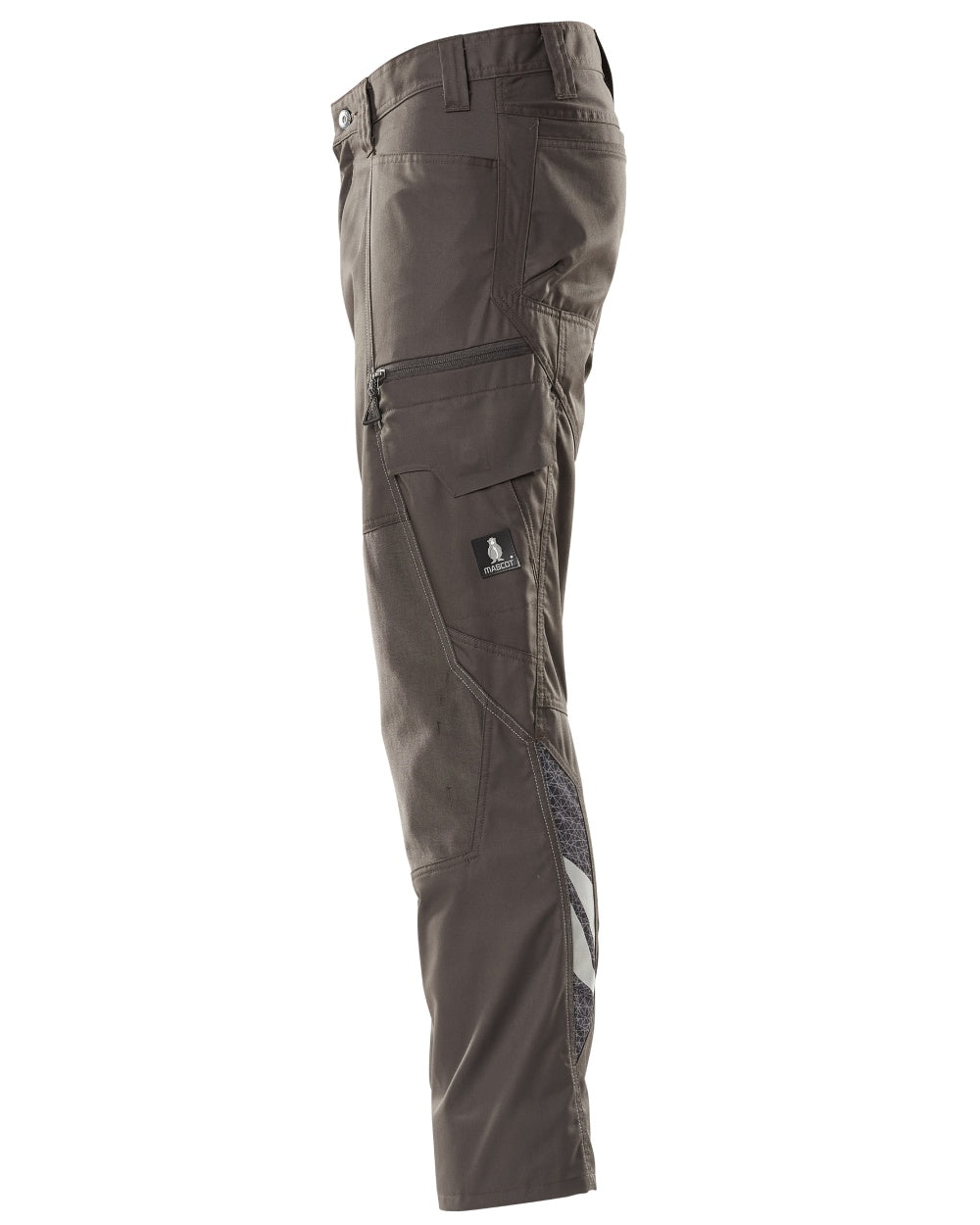 Dark Anthracite coloured Mascot Workwear Mens Accelerate Trousers With Kneepad Pockets on white background