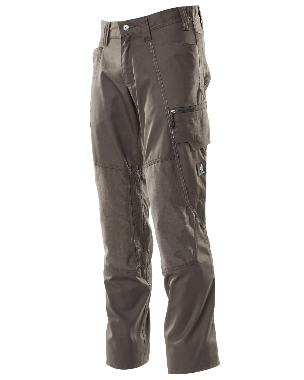 Dark Anthracite coloured Mascot Workwear Mens Accelerate Trousers With Kneepad Pockets on white background