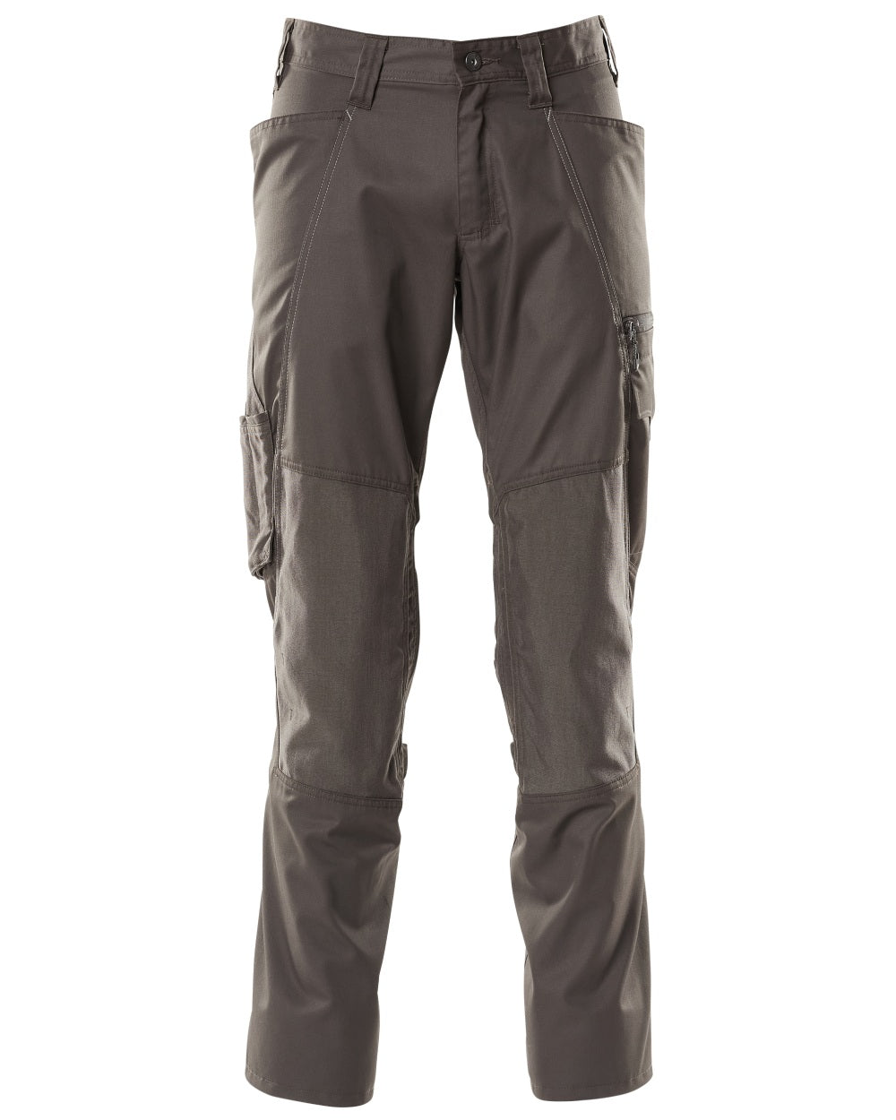 Dark Anthracite coloured Mascot Workwear Mens Accelerate Trousers With Kneepad Pockets on white background