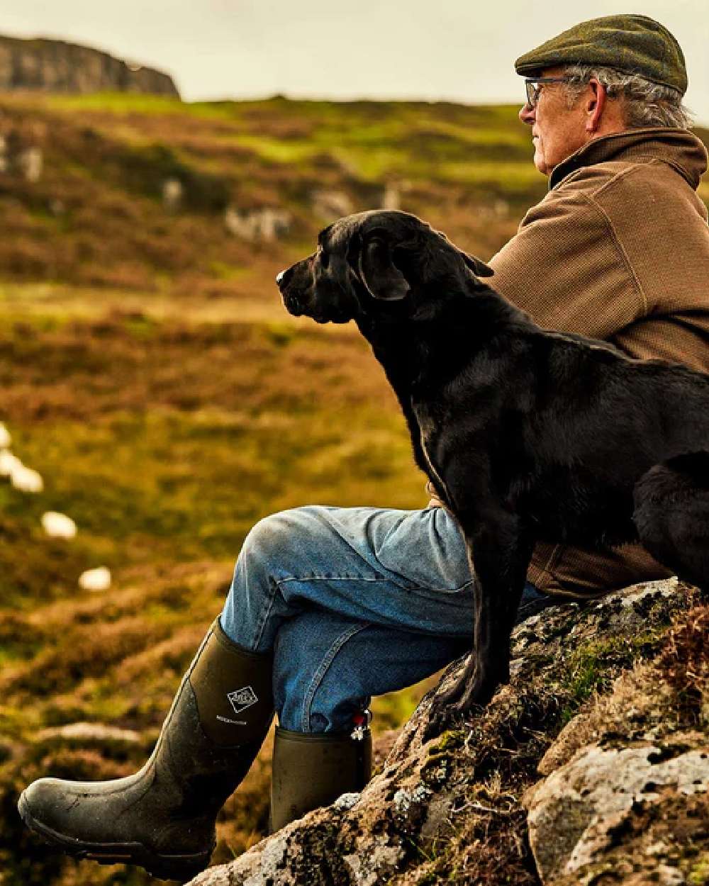 Moss Coloured Muck Boots Muckmaster Tall Boot on mountain background