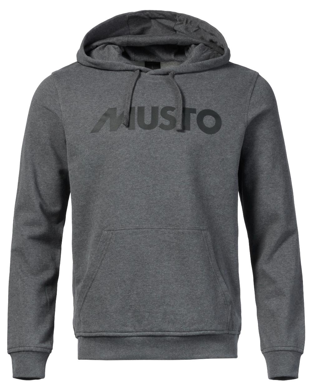 Dark Grey Marl coloured Musto Mens Logo Hoodie on white background