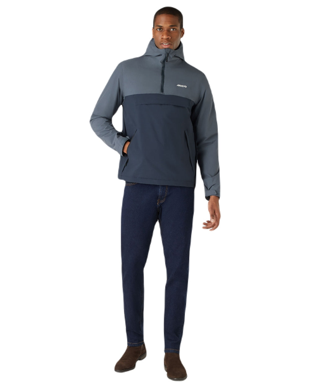 Navy Ombre coloured Musto Mens Snug Anorak on white background