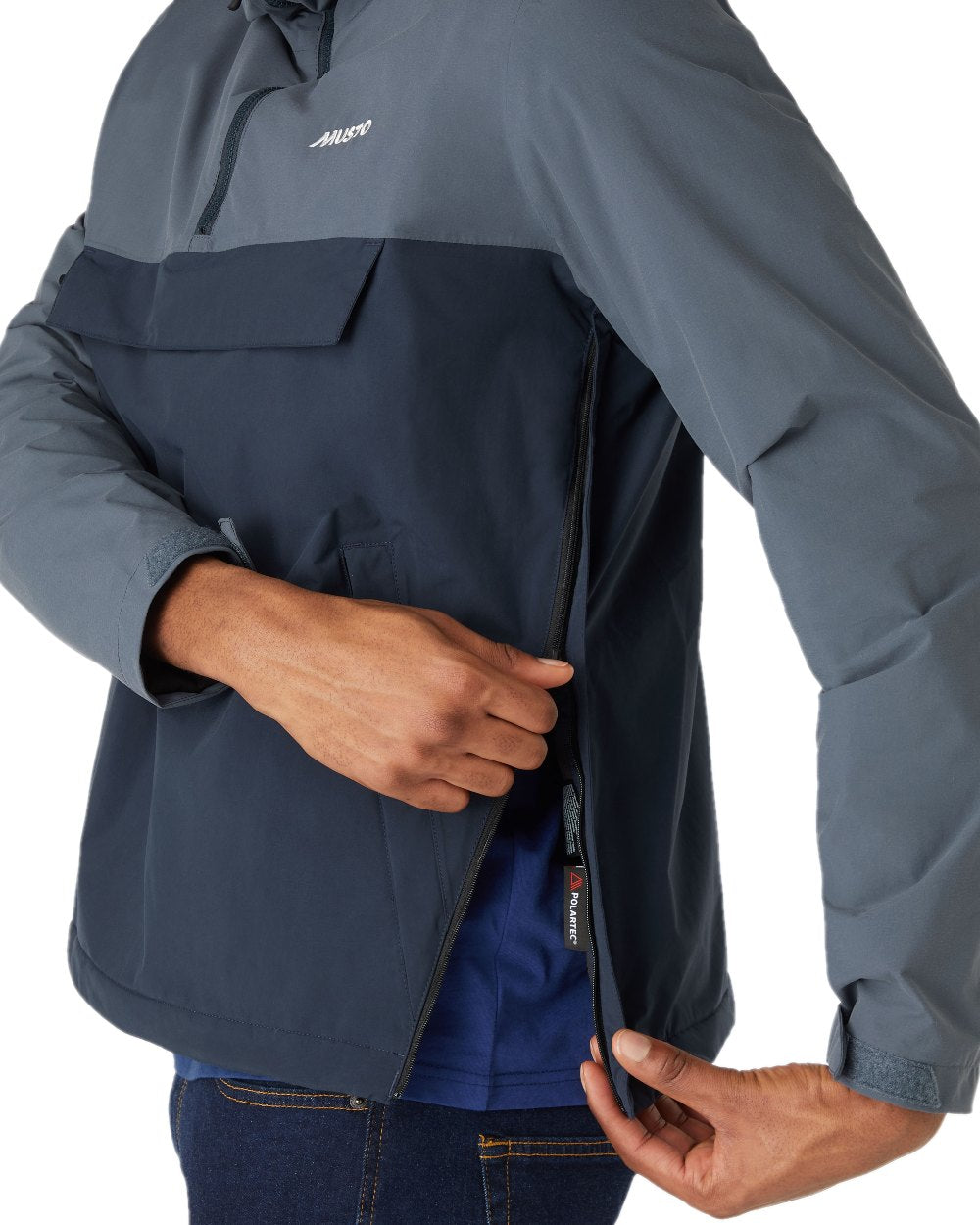 Navy Ombre coloured Musto Mens Snug Anorak on white background