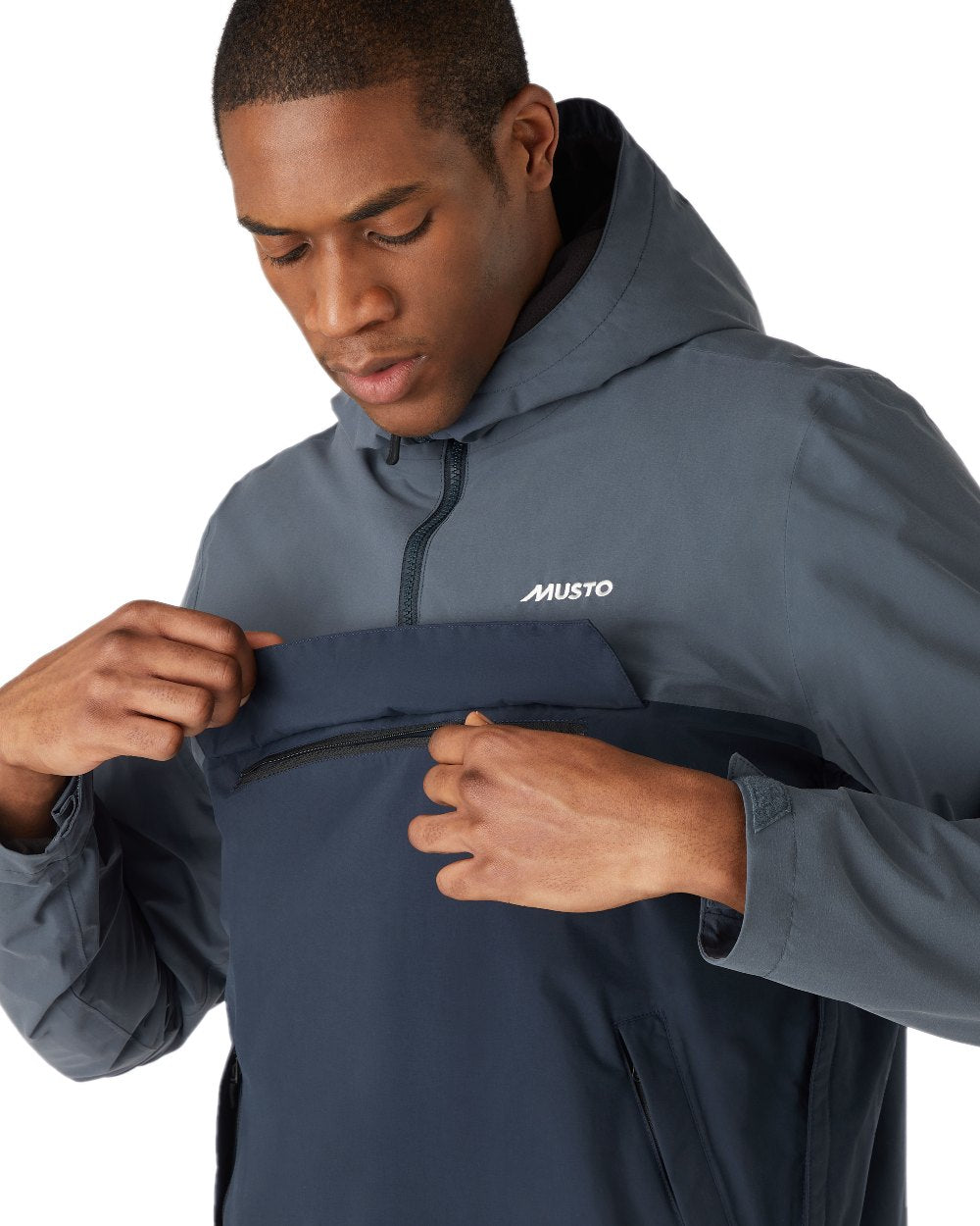 Navy Ombre coloured Musto Mens Snug Anorak on white background