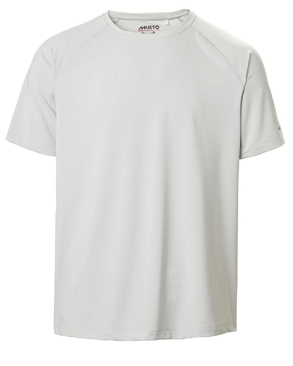 Platinum coloured Musto Mens Sunblock Short Sleeve T-Shirt on White background