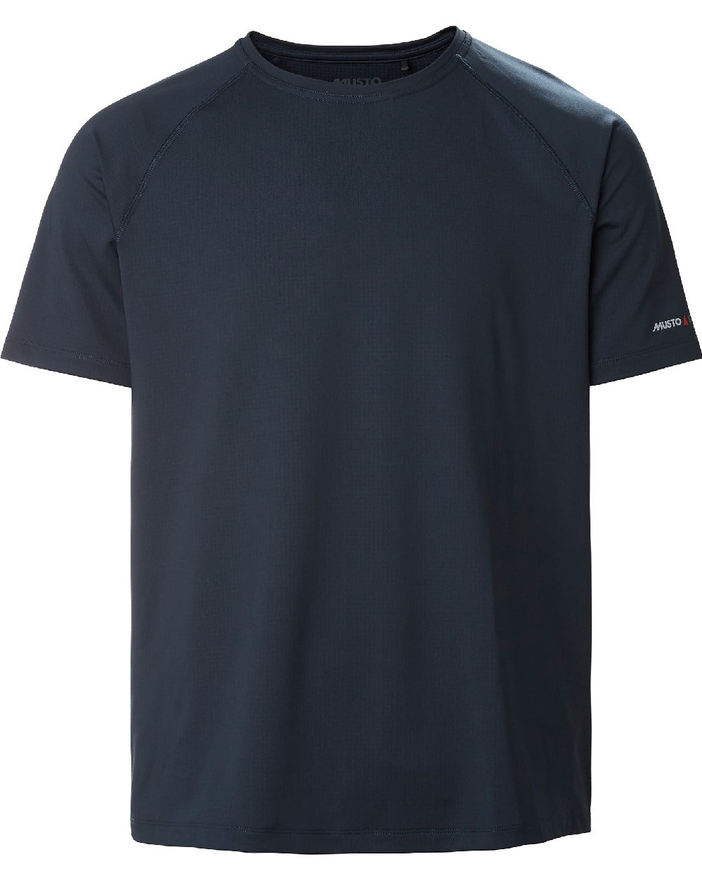 True Navy coloured Musto Mens Sunblock Short Sleeve T-Shirt on White background