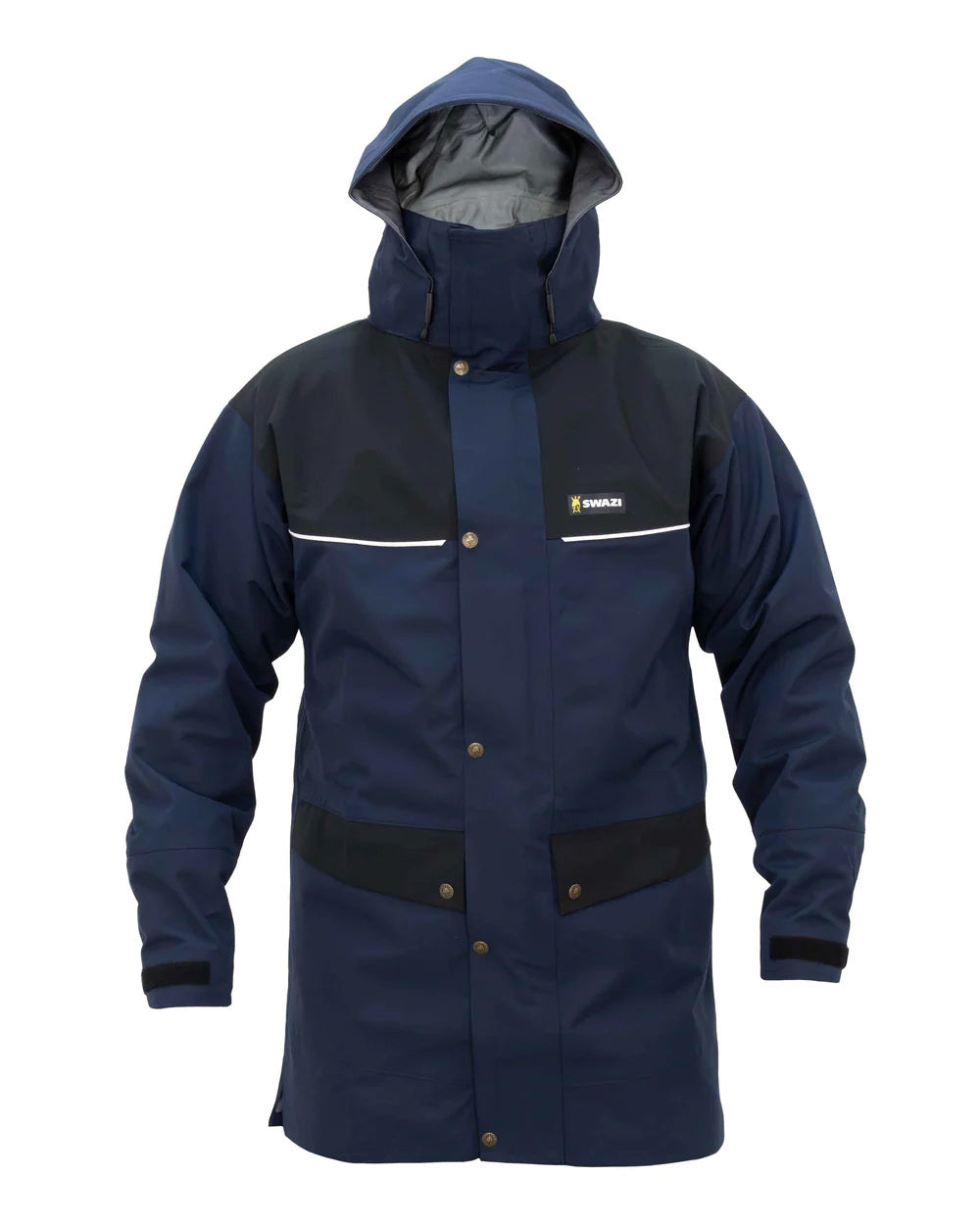 Navy/Black Coloured Swazi Torrent Jacket On A White Background