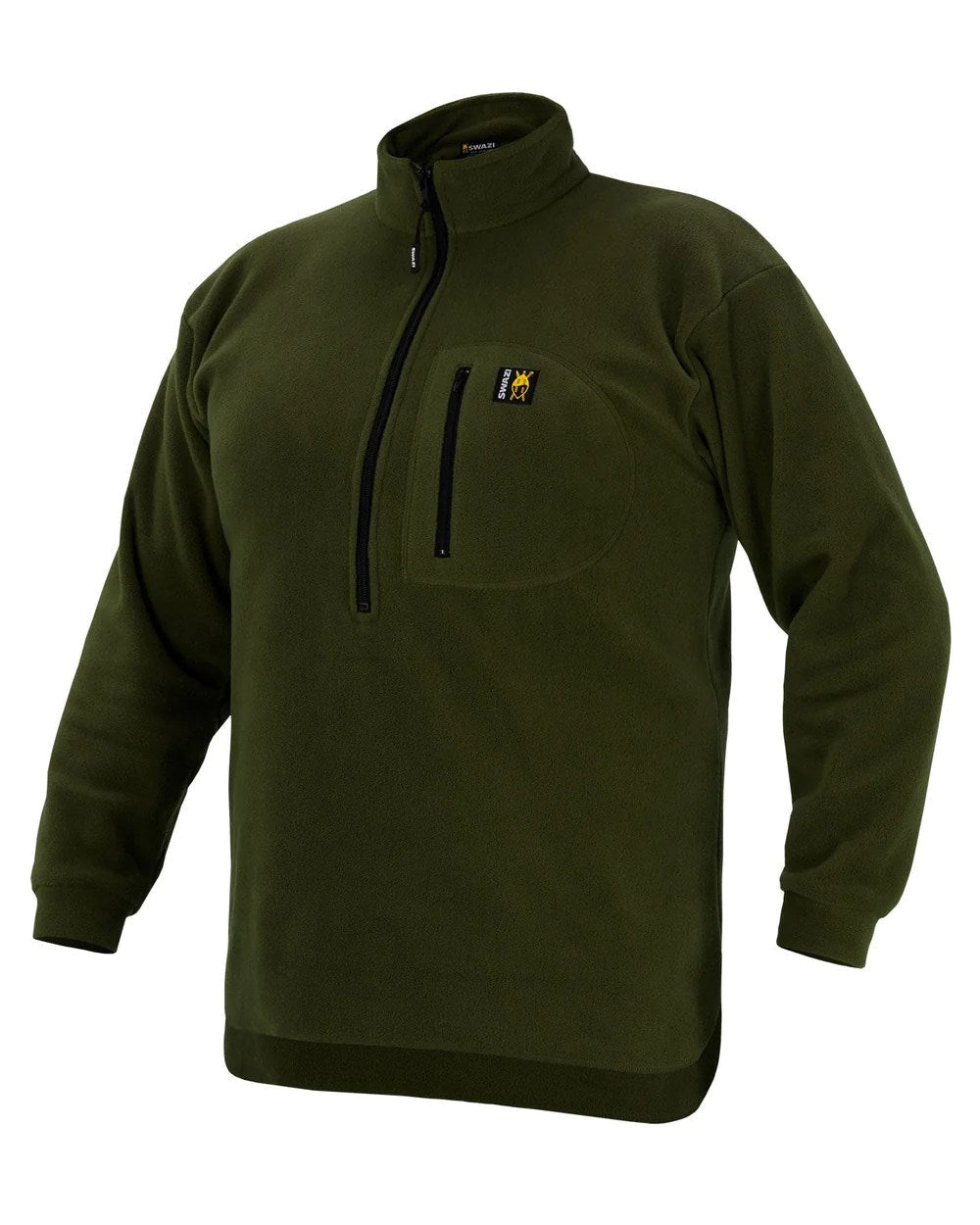 Olive Coloured Swazi Bush Shirt On A White Background