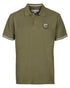 Khaki Coloured Percussion Mens Short Sleeved Polo Shirt on white background