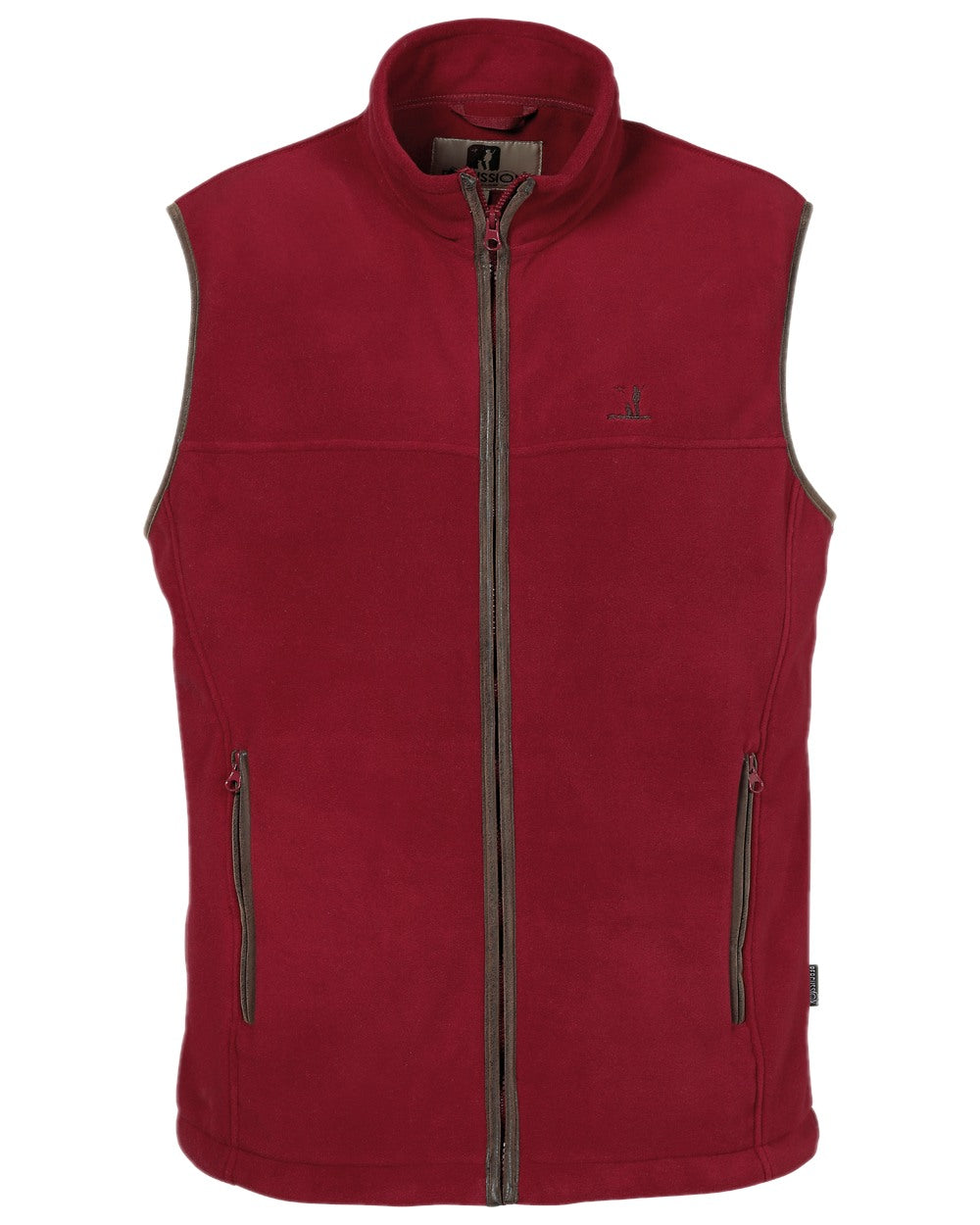 Bordeaux coloured Percussion Scotland Fleece Gilet on white background