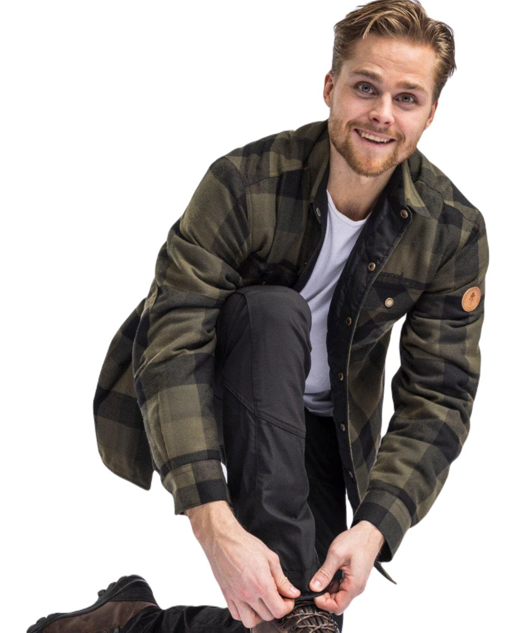 Green Black coloured Pinewood Mens Canada Classic 2.0 Shirt on white background