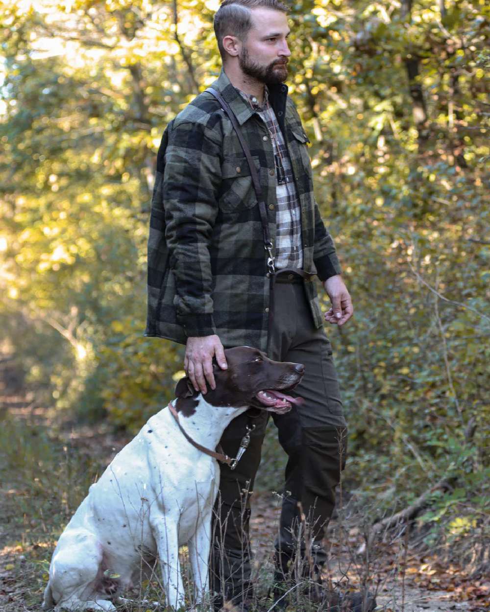 Green Black coloured Pinewood Mens Canada Classic 2.0 Shirt on forest background