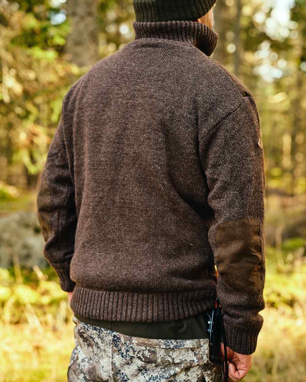 Brown Mel Coloured Pinewood Mens Hurricane Sweater on outdoor background