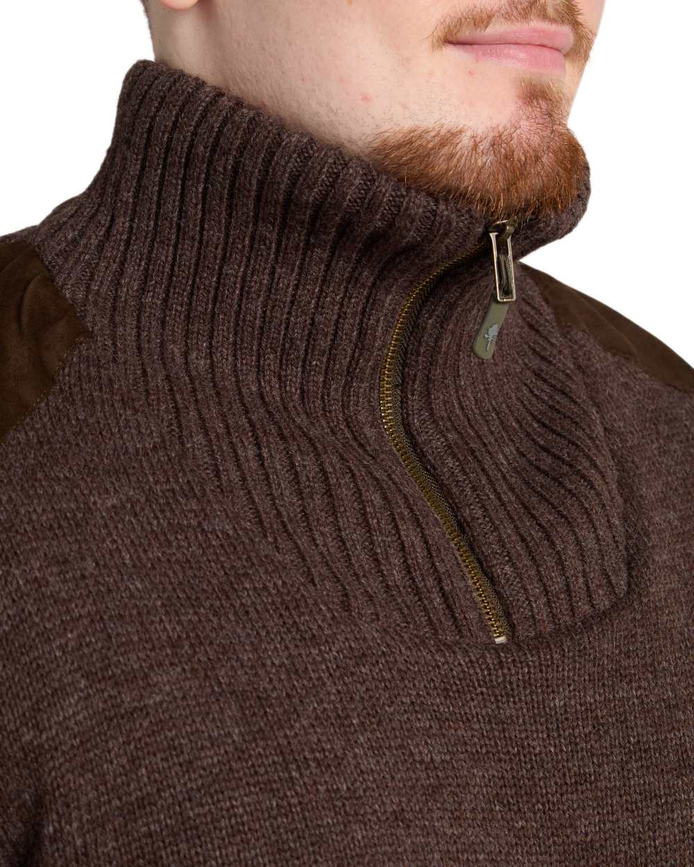 Brown Mel Coloured Pinewood Mens Hurricane Sweater on outdoor background