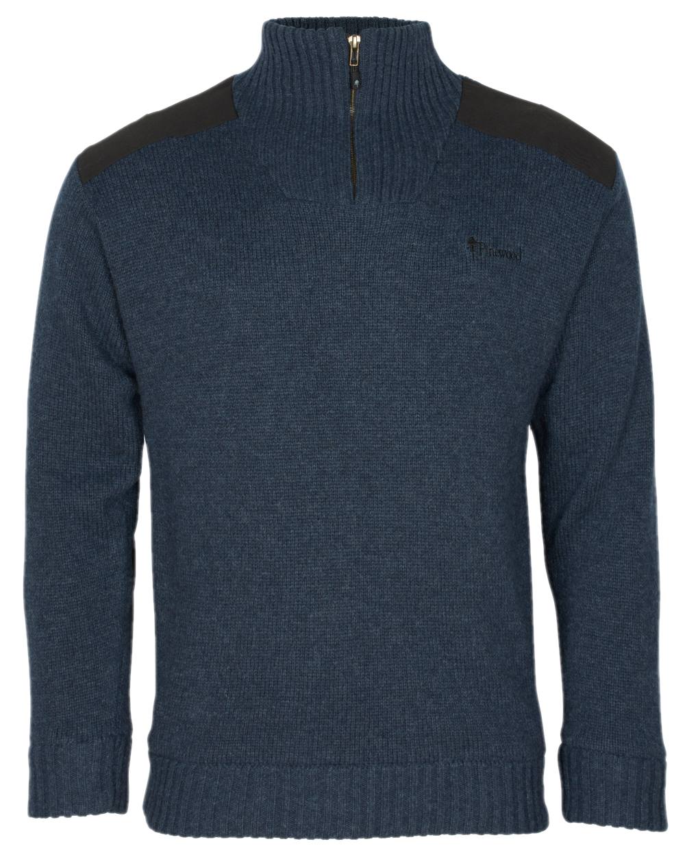 Dark Navy Mel Coloured Pinewood Mens Hurricane Sweater on white background