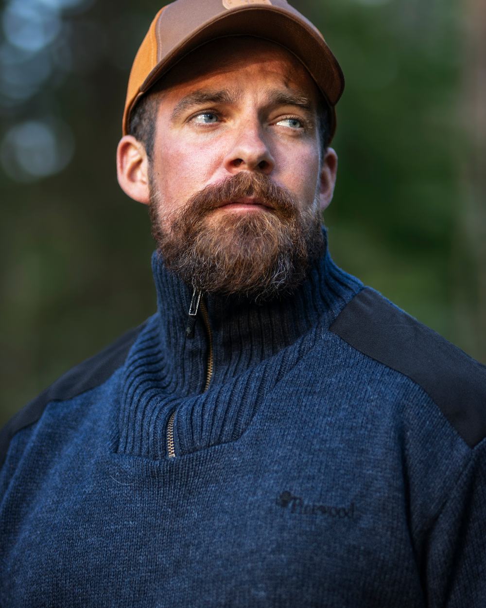 Dark Navy Mel Coloured Pinewood Mens Hurricane Sweater on outdoor background