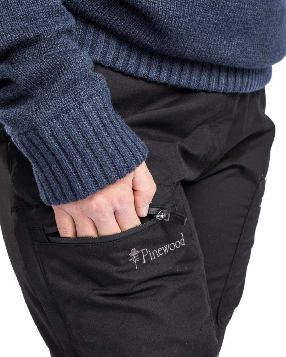 Black coloured Pinewood Womens Caribou TC Trousers on white background