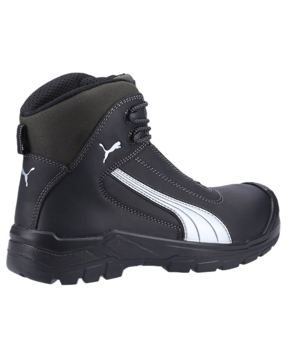 Black Coloured Puma Safety Mens Cascades Mid Safety Shoes S3 on white background