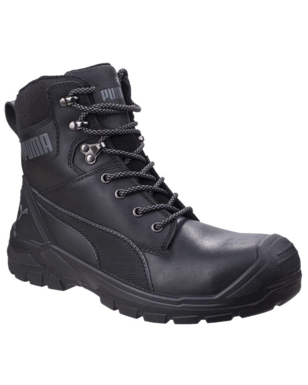 Black Coloured Puma Safety Mens Conquest CTX High Safety Shoes S7S on white background