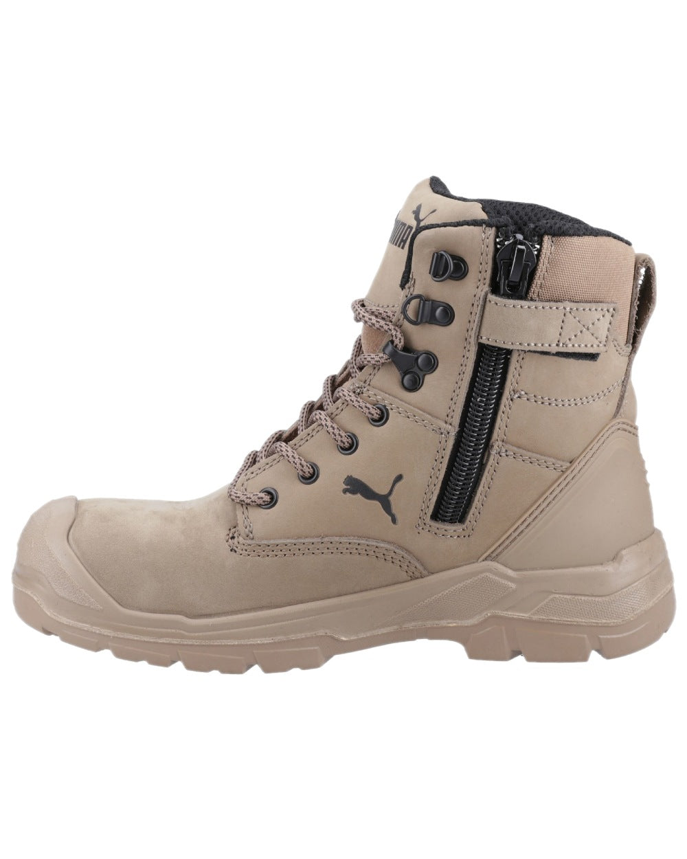 Stone Coloured Puma Safety Mens Conquest High Safety Shoes S3 on white background