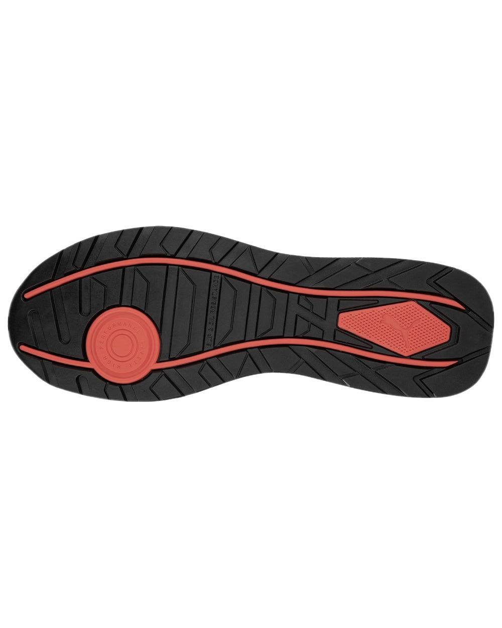 Ivy White Red Coloured Puma Safety Mens Frontside Low Safety Shoes S1P ESD on white background