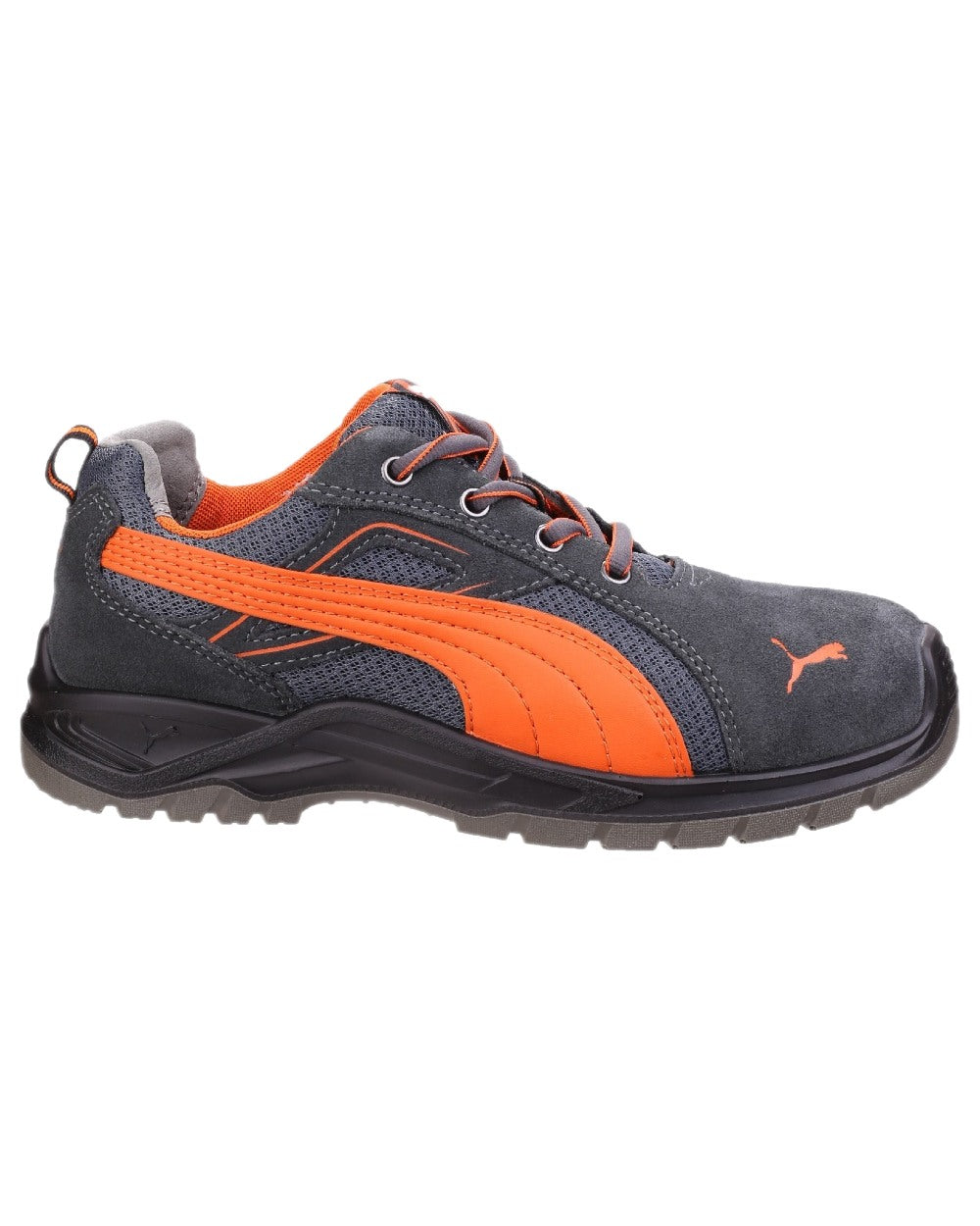 Orange Coloured Puma Safety Mens Omni Flash Low Safety Trainers on white background