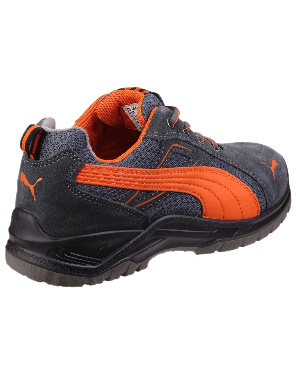 Orange Coloured Puma Safety Mens Omni Flash Low Safety Trainers on white background