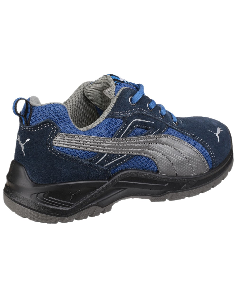 Blue Coloured Puma Safety Mens Omni Sky Low Safety Shoes on white background