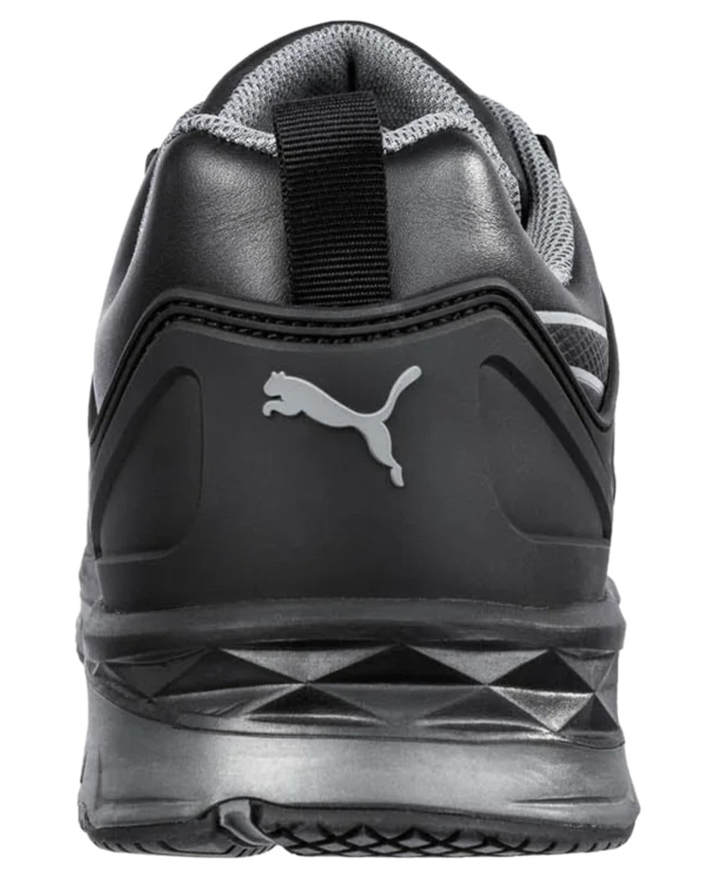 Black Coloured Puma Safety Mens Velocity 2.0 Low Safety Shoes S3S ESD on white background
