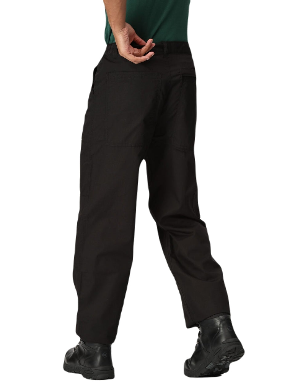 Black coloured Regatta Action Trousers on white background