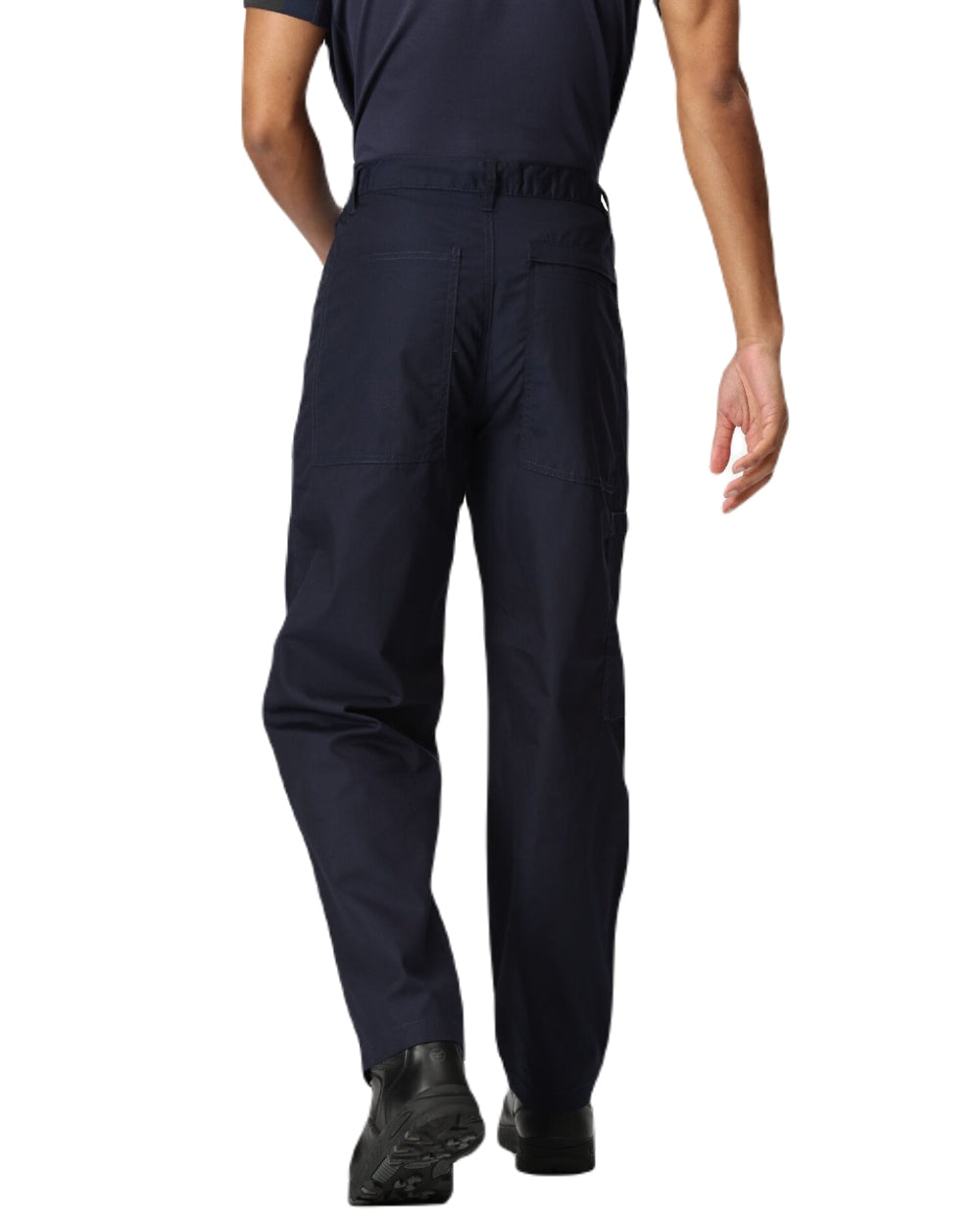 Navy coloured Regatta Action Trousers on white background