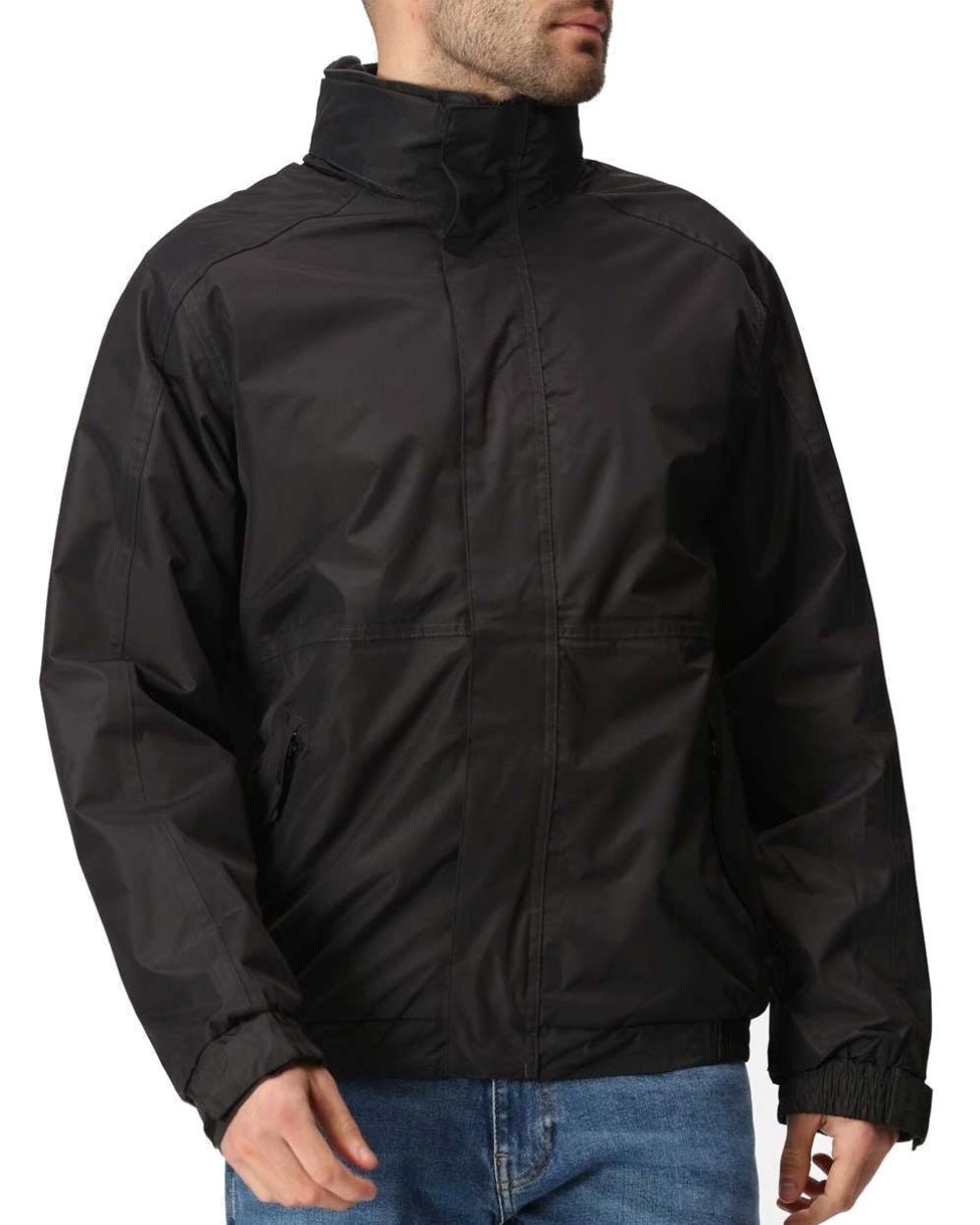 Black Ash coloured Regatta Dover Fleece Lined Bomber Jacket on white background