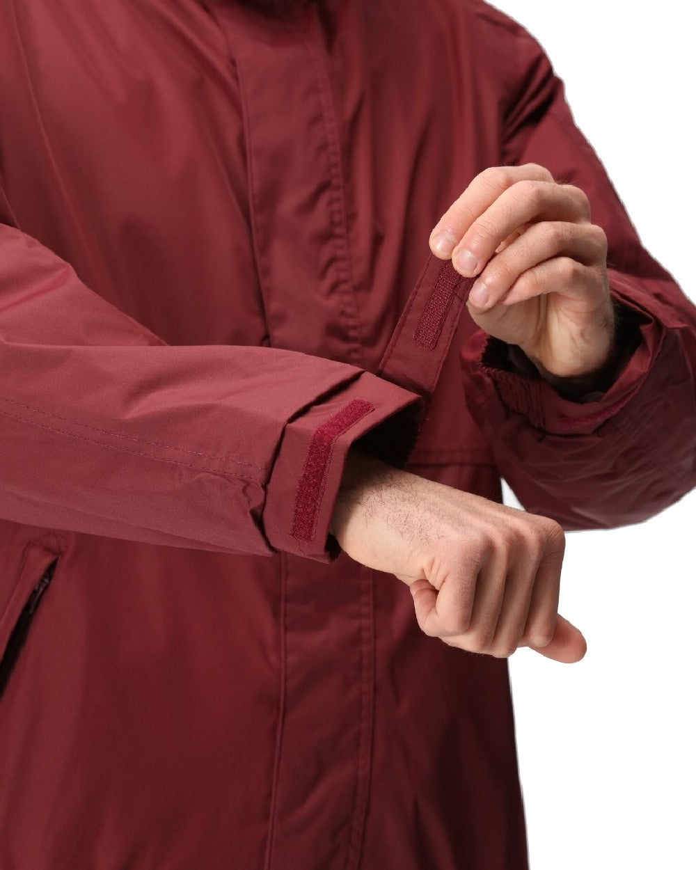 Burgundy coloured Regatta Dover Fleece Lined Bomber Jacket on white background