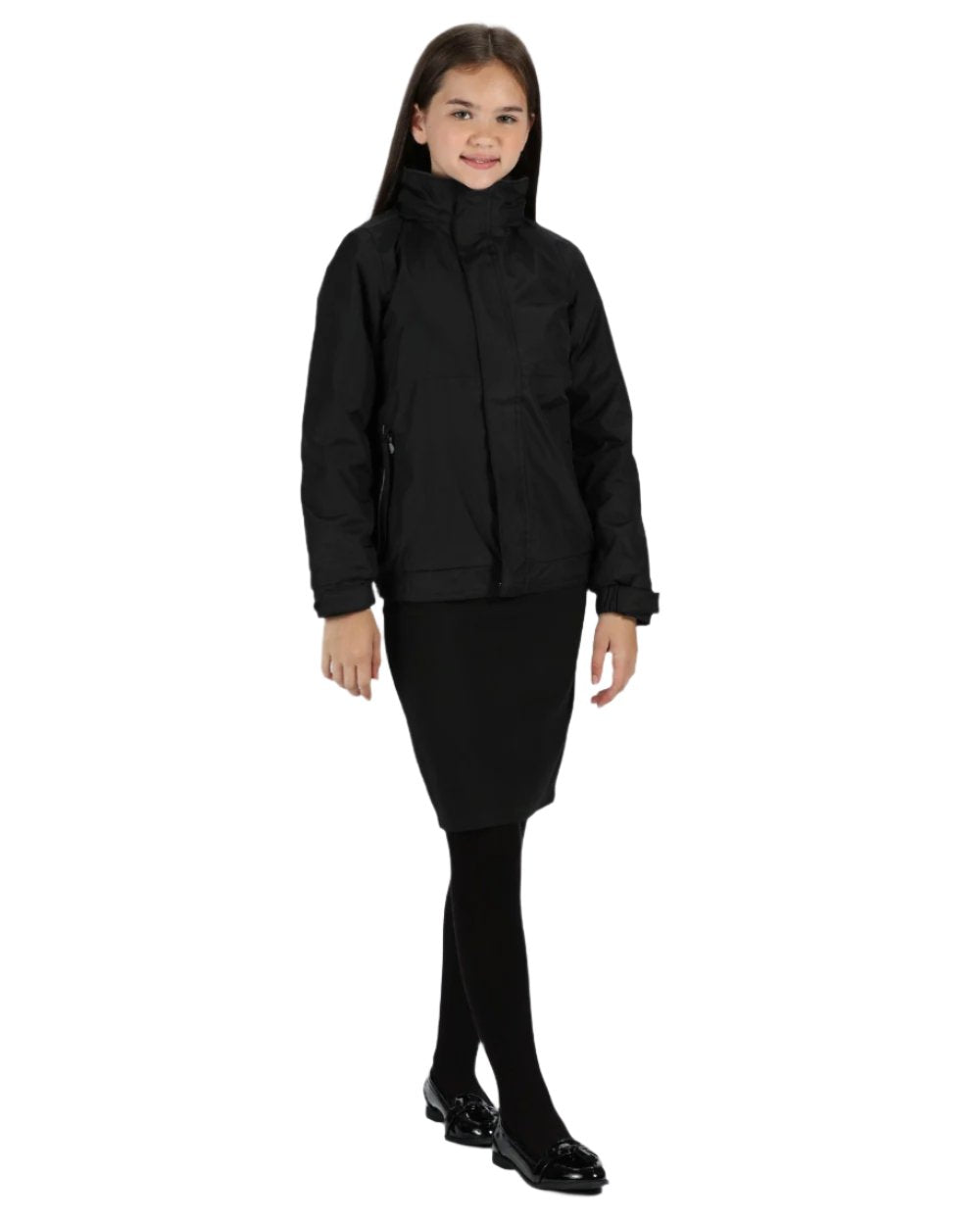 Black Ash coloured Regatta Kids Dover Fleece Lined Jacket on white background