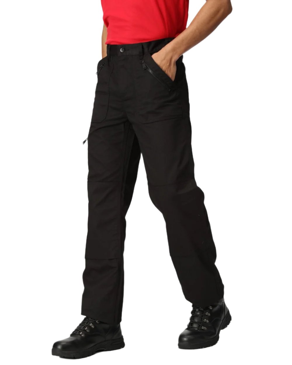 Black coloured Regatta Pro Action Trousers on white background