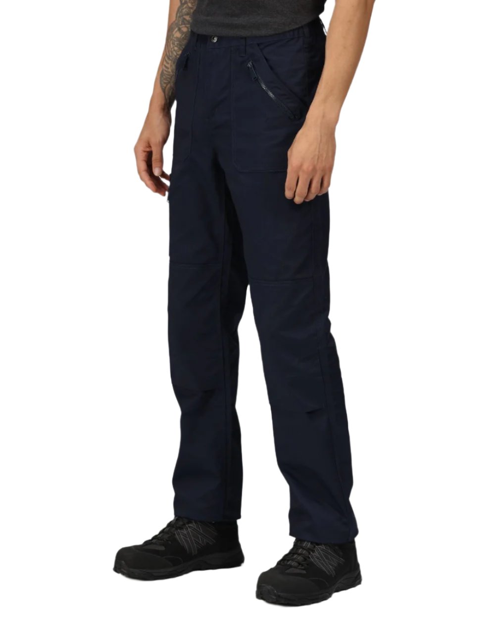 Navy coloured Regatta Pro Action Trousers on white background