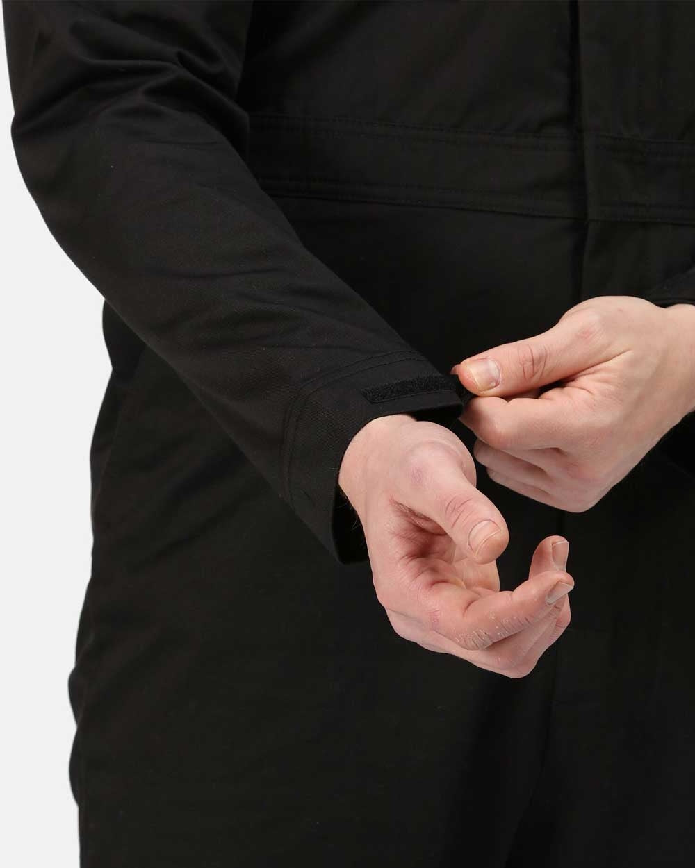 Black coloured Regatta Pro Stud Fasten Coverall on white background