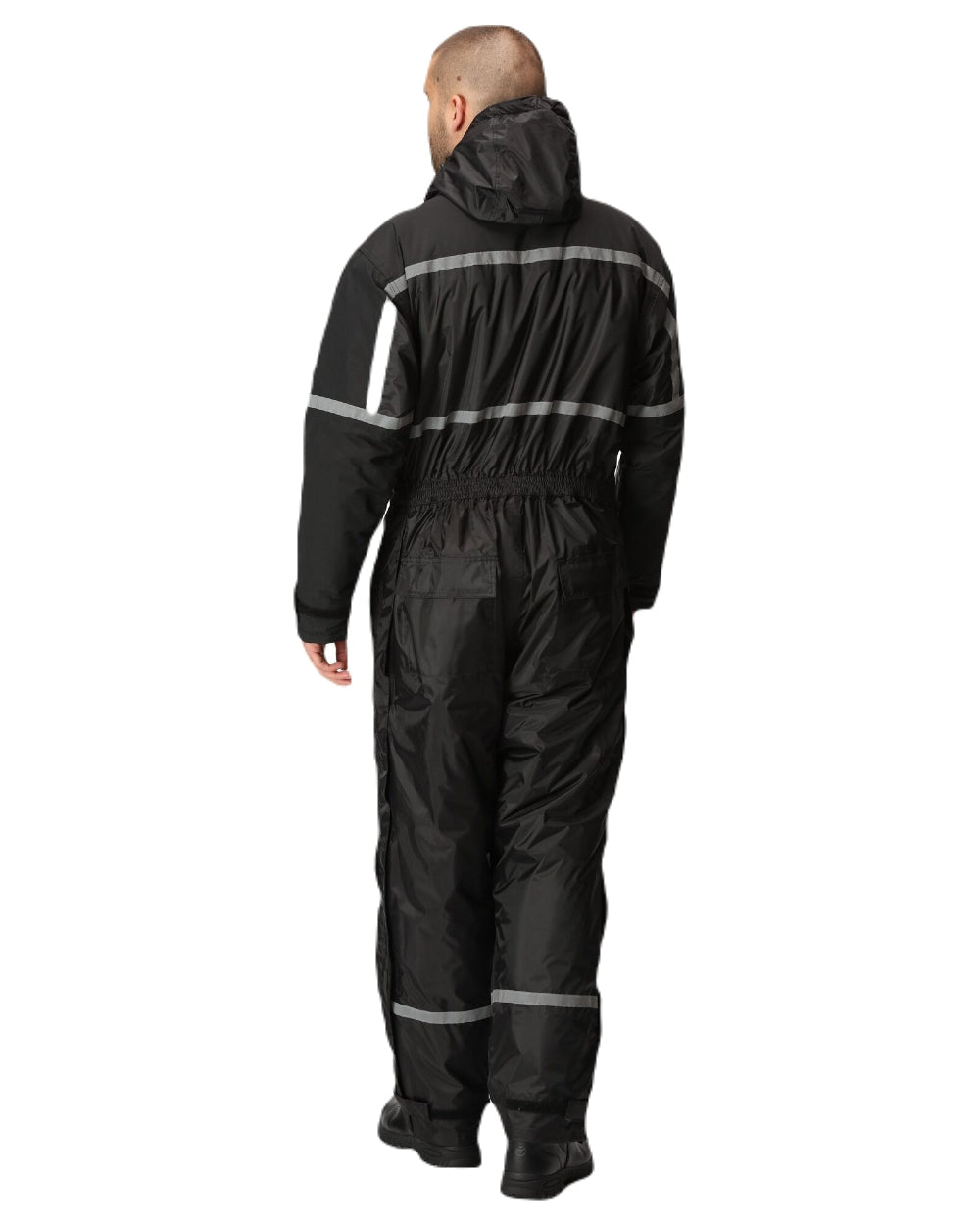 Black coloured Regatta Pro Waterproof Insulated Coverall on white background