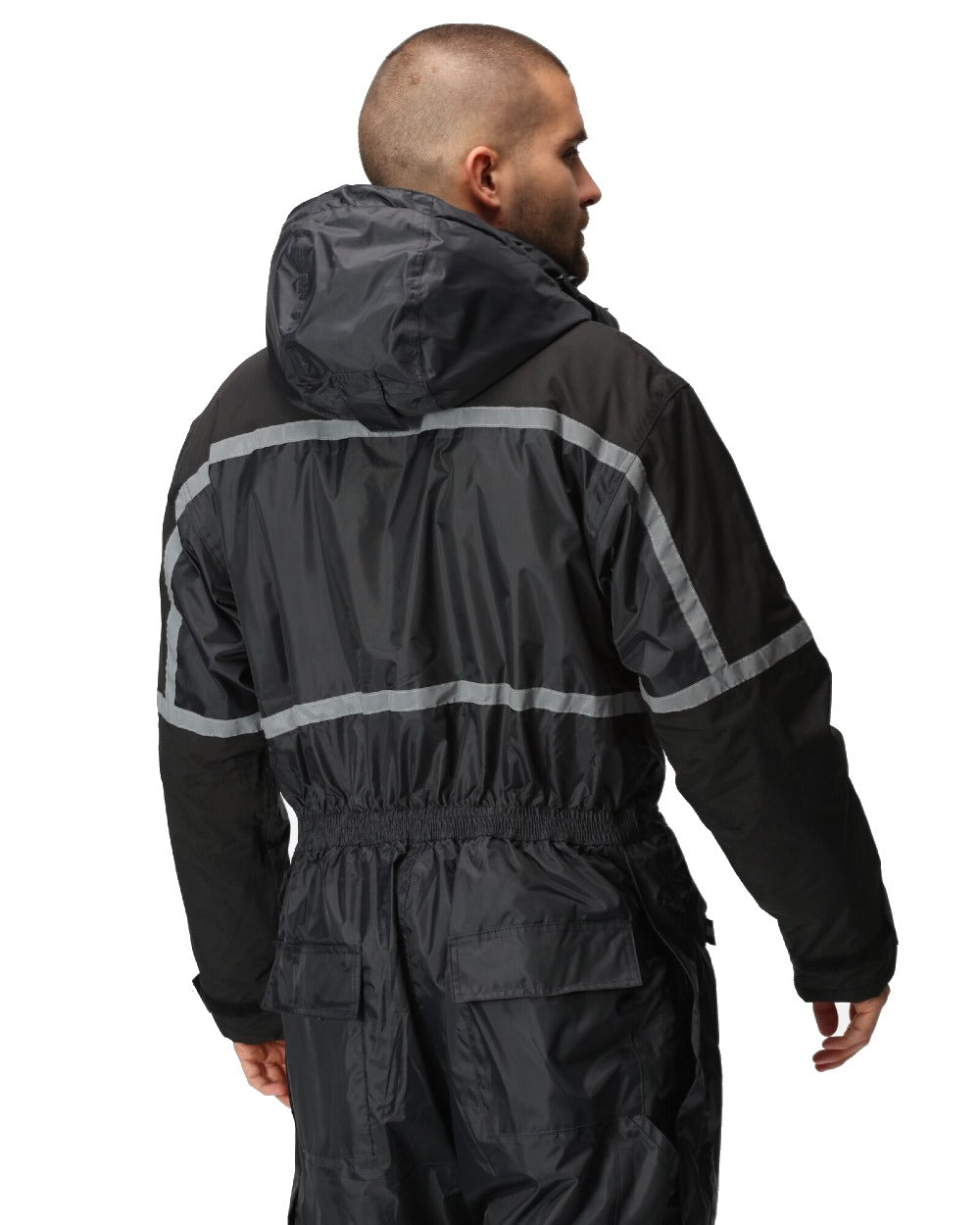 Navy coloured Regatta Pro Waterproof Insulated Coverall on white background