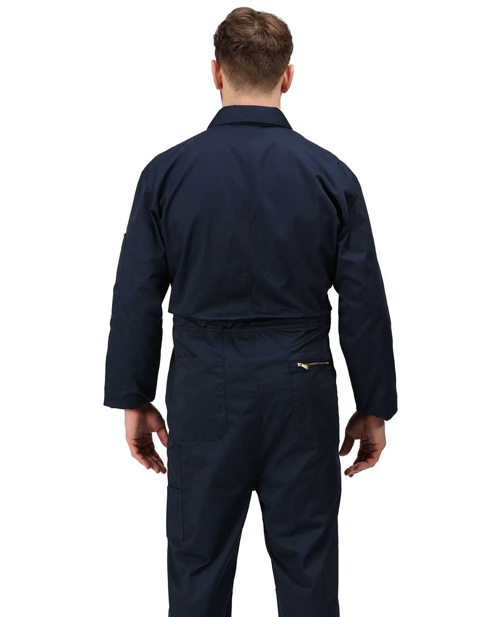 Navy coloured Regatta Pro Zip Fasten Coverall on white background