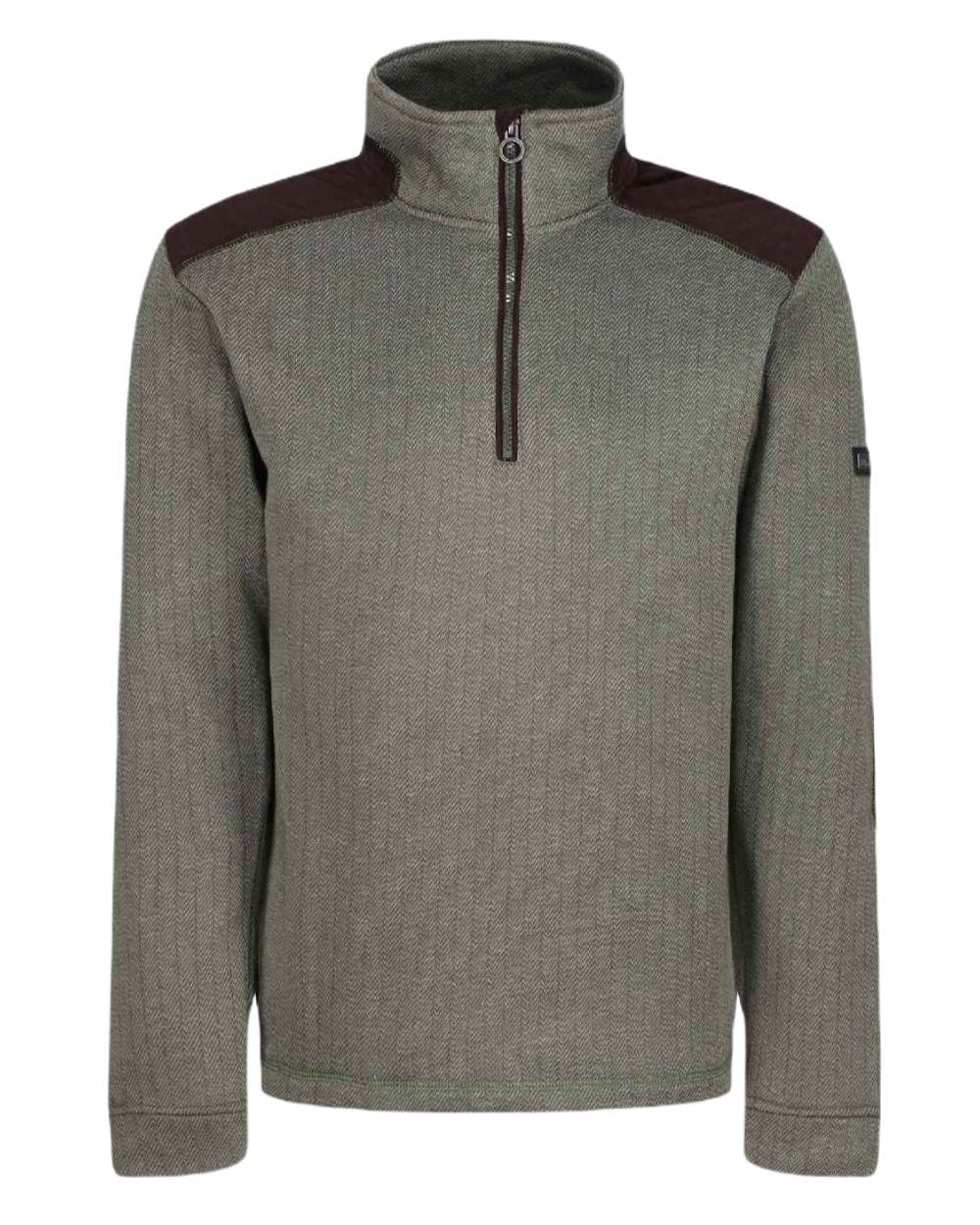Dark Khaki Coloured Regatta Professional Holbeck Half Zip Fleece on white background